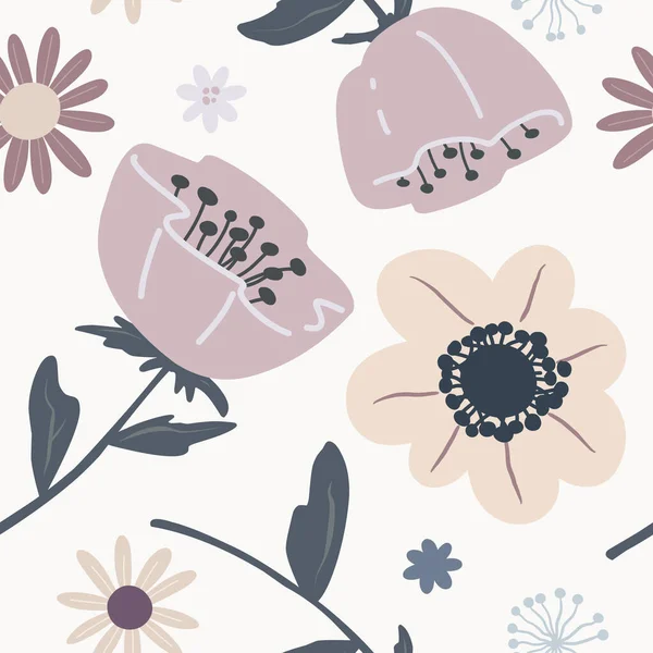 Patrón Floral Vector Sin Costuras Con Hojas Fondo Botánico Brillante — Archivo Imágenes Vectoriales