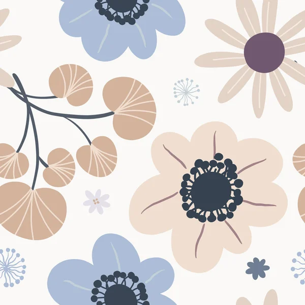 Patrón Floral Vector Sin Costuras Con Hojas Fondo Botánico Brillante — Vector de stock