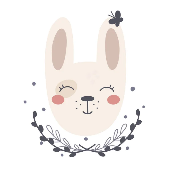 Cute Bunny Childish Hand Drawn Illustration Vector Character Cute Animals — Stock vektor