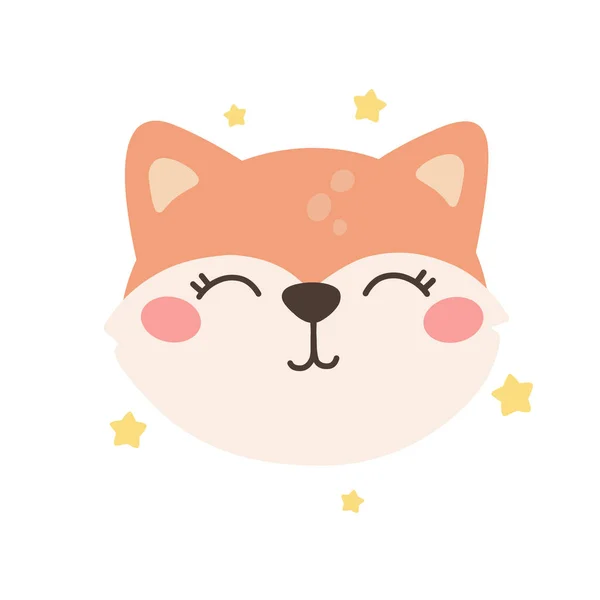Cute Cheerful Fox Cute Animals Children Print Vector — Stock Vector