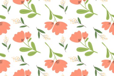 Bahar çiçekleriyle kusursuz desen, kolajlar için harika vektör çizimi, ambalaj kağıdı, kapaklar, afişler.
