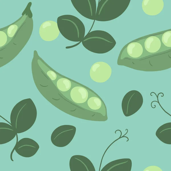 緑のエンドウ豆とシームレスなパターン マメ科植物とベクトルパターン — ストックベクタ