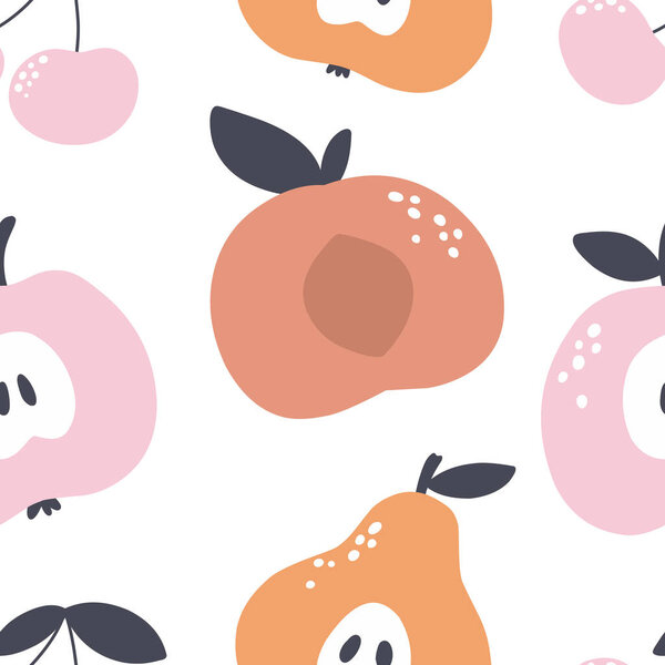 Векторный бесшовный узор с фруктами. Отлично подходит для упаковки бумаги, одежды отпечатков.