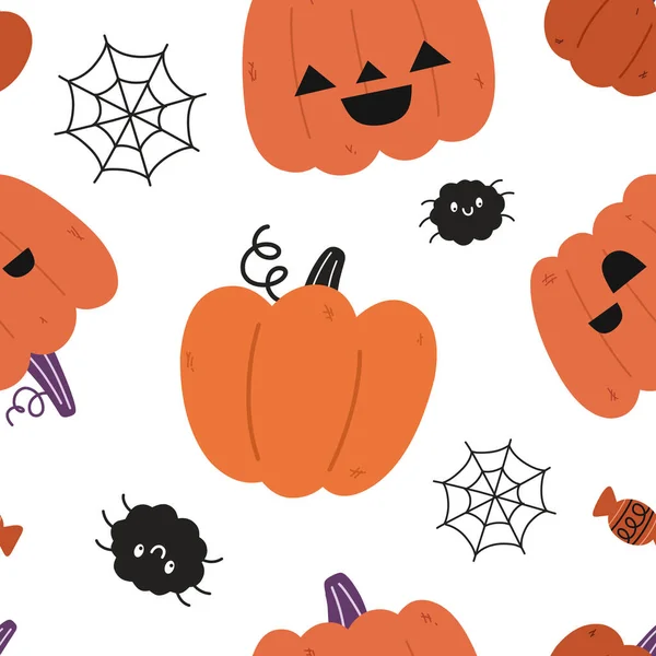 Halloween Seamless Pattern Funny Pumpkins Vector Pattern Wrapping Paper Fabrics — Stock Vector