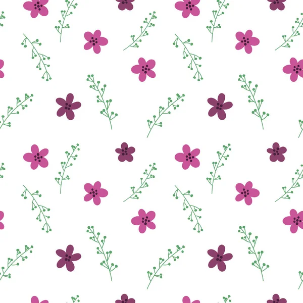 Seamless Pattern Flowers Openwork Branches Minimalism Vector Pattern Wrapping Paper — Archivo Imágenes Vectoriales