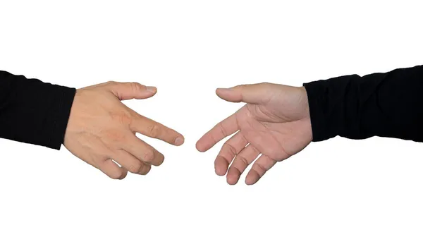 Руки Які Збираються Потиснути Руки Сучасні Рукостискання Щоб Показати Один — стокове фото