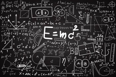 El yazısıyla yazılmış geometri figürleri ile matematiksel eğitici vektör pürüzsüz desen