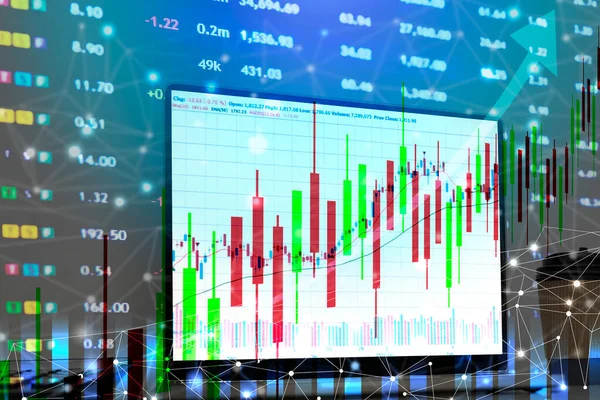 Effectenbeurs Trading Analyse Investering Financieel Display Crisis Aandelen Crashen Groeien — Stockfoto