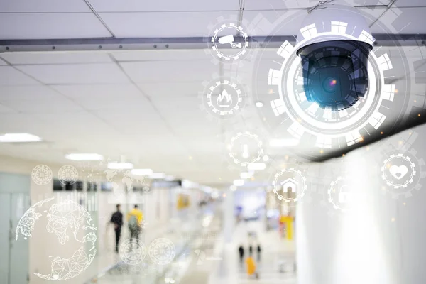 Videocamere Circuito Chiuso Icone Aeroportuali Sistemi Sicurezza Antifurto — Foto Stock