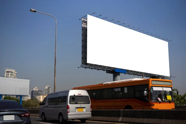 Cartelera Blanco Carretera Ciudad Para Publicidad Fondo Cartelera Blanco Grande — Foto de Stock