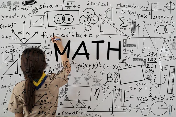 Asian School Young Woman Teacher Working Home Teach Online Math — Fotografia de Stock