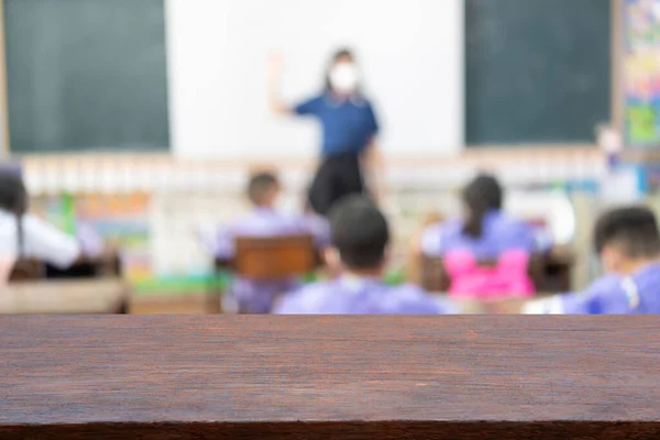Look Out Table Blurred Primary School Classroom Thailand Blurred Male — Stock Photo, Image