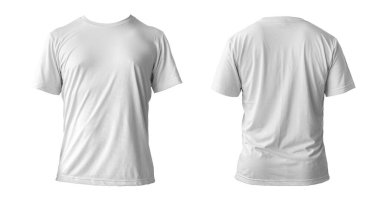 Boş beyaz tişört modeli, izole edilmiş, ön manzara. Boş t-shirt modeli. Futbol için temiz kumaş ya da kıyafet şablonu. kırpma yolu