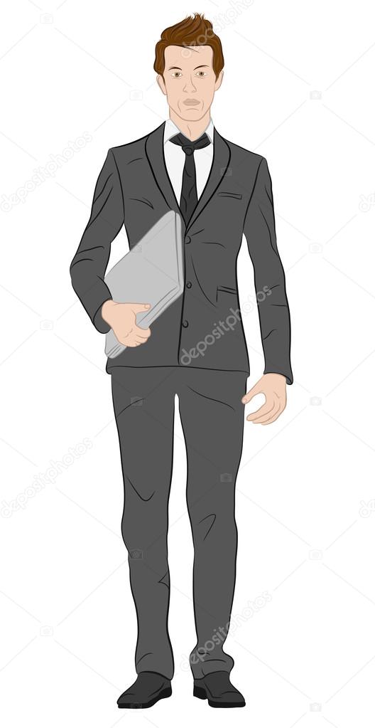 Stylish young business man with laptop