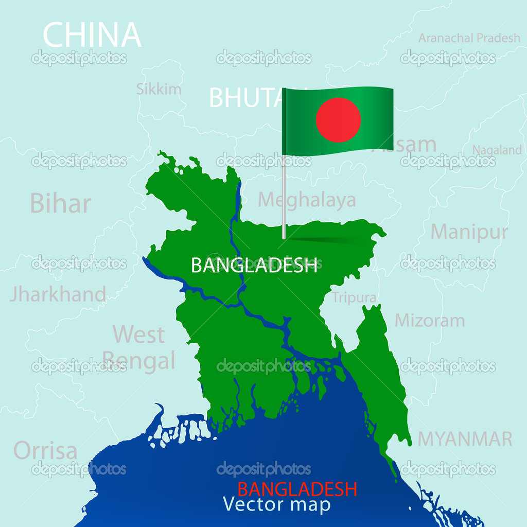 Bangladesh karta — Stock Vektor © polesnoy #19584201
