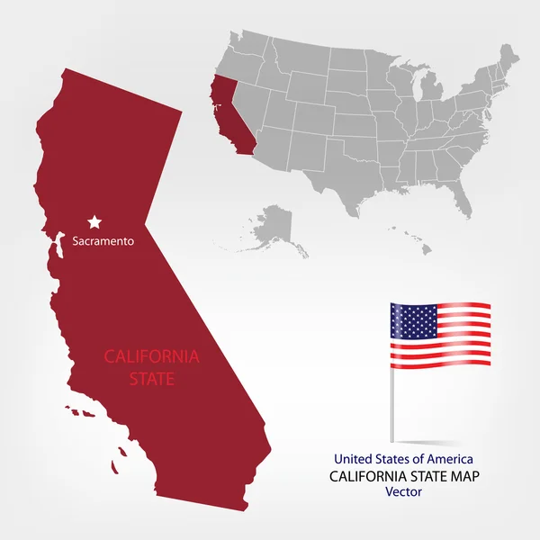 Amerikan karta Kalifornien en — Stock vektor