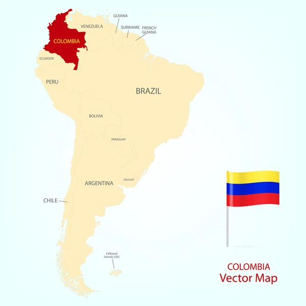 Colombia Mappa — Vettoriale Stock