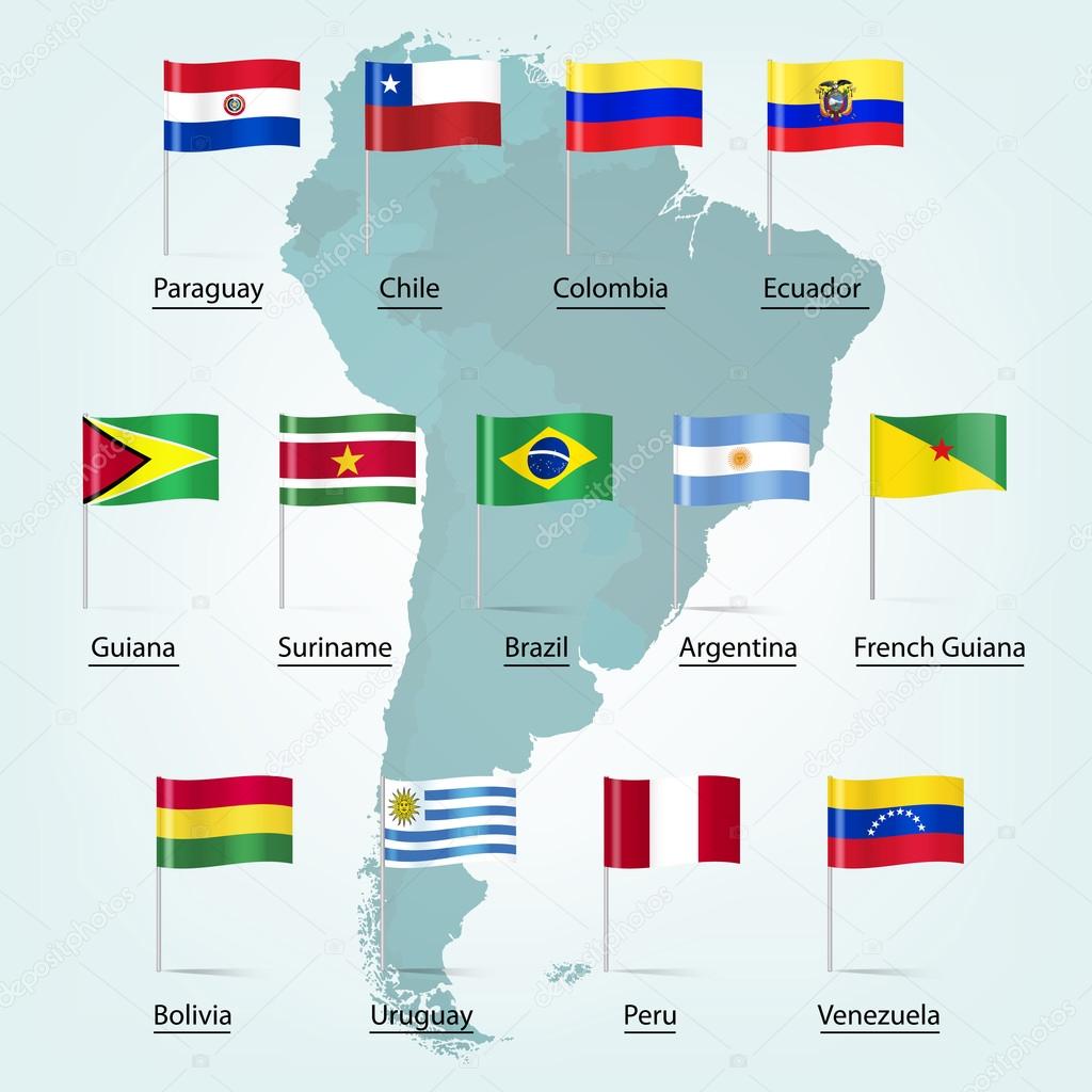 South America countries flags