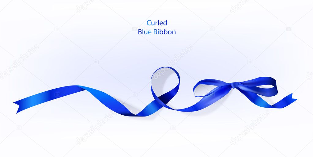 Curled blue ribbon