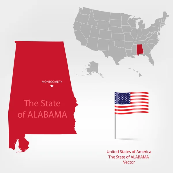 Alabama americanmap un — Vettoriale Stock