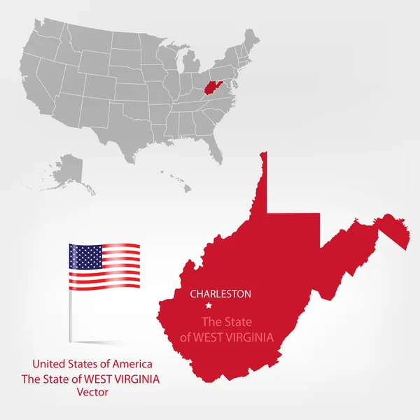 Mapa Americano West Virginia — Archivo Imágenes Vectoriales