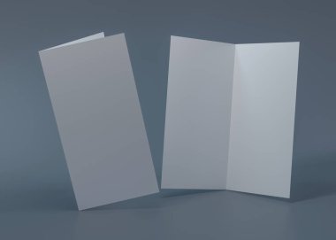 Açık mavi arka planda bir menü ya da broşür düzeni. 3B illüstrasyon