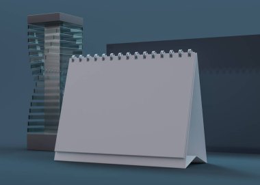Boş yatay masa takvimi. Model tasarım konsepti. 3B illüstrasyon
