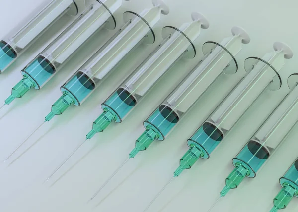 Poměrně standardní injekční stříkačka na jedno použití izolovaná. 3D ilustrace — Stock fotografie