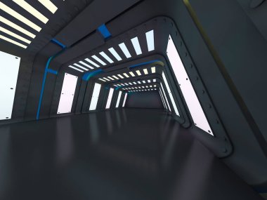 Soyut modern boş mimari arka plan. 3B illüstrasyon