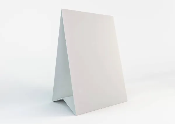 プレゼンテーション用の空白のペーパーテーブルテントテンプレート。3Dイラスト — ストック写真