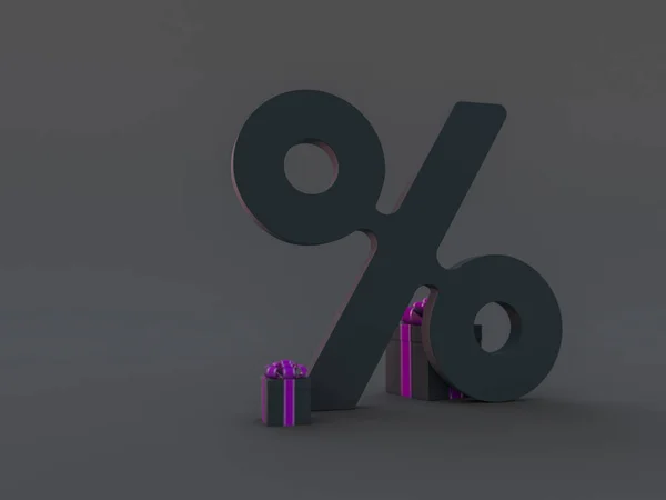 黒の背景に隔離された紫色の紙のギフトボックス。3D — ストック写真
