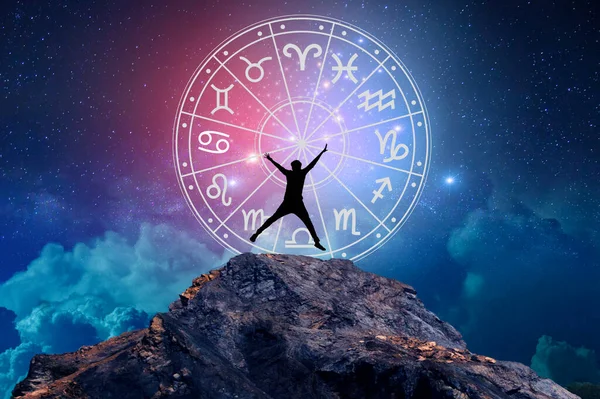 Signos Del Zodíaco Dentro Del Círculo Del Horóscopo Astrología Cielo — Foto de Stock