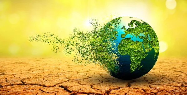 World Collapsing Disintegrating Concept Environmental Conservation — Stock Photo, Image