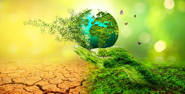 Egy Olyan Világ Amely Összeomlik Szétesik Környezetvédelem Koncepciójában — Stock Fotó