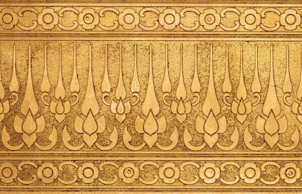 Gold Metal Plate with Thai Traditional Carving in Contemporary style