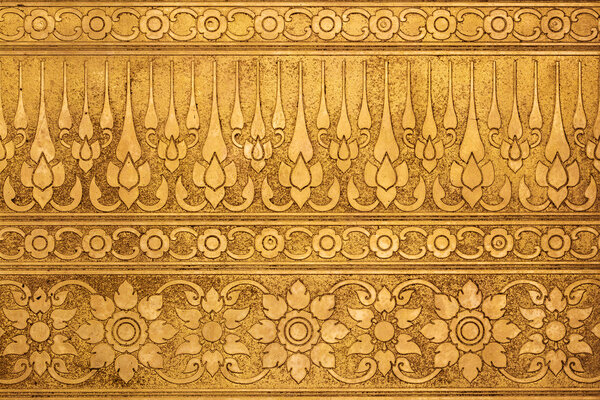 Gold Metal Plate with Thai Traditional Carving in Contemporary style