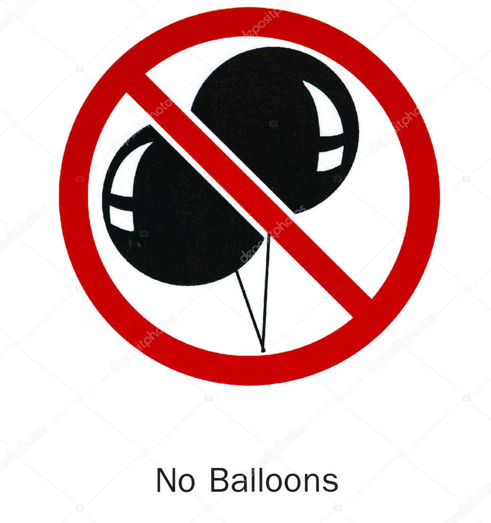 No Balloons Allowed, Isolated on White Background