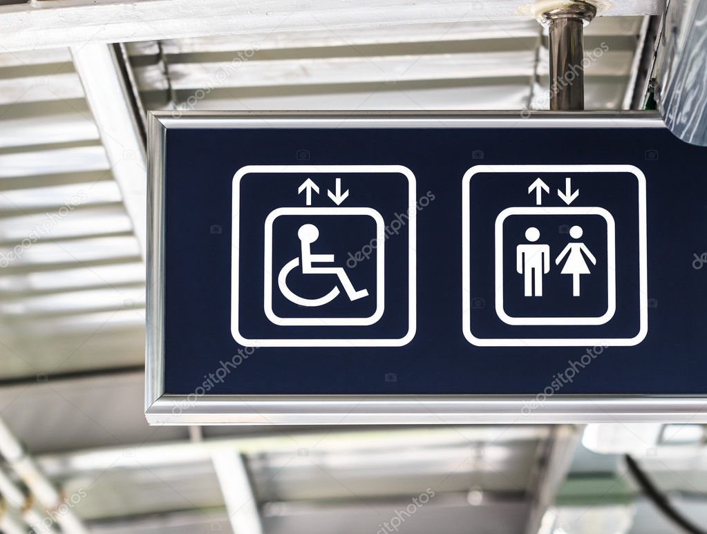 General and Handicap Accessible Elevator Directional Sign, Closeup
