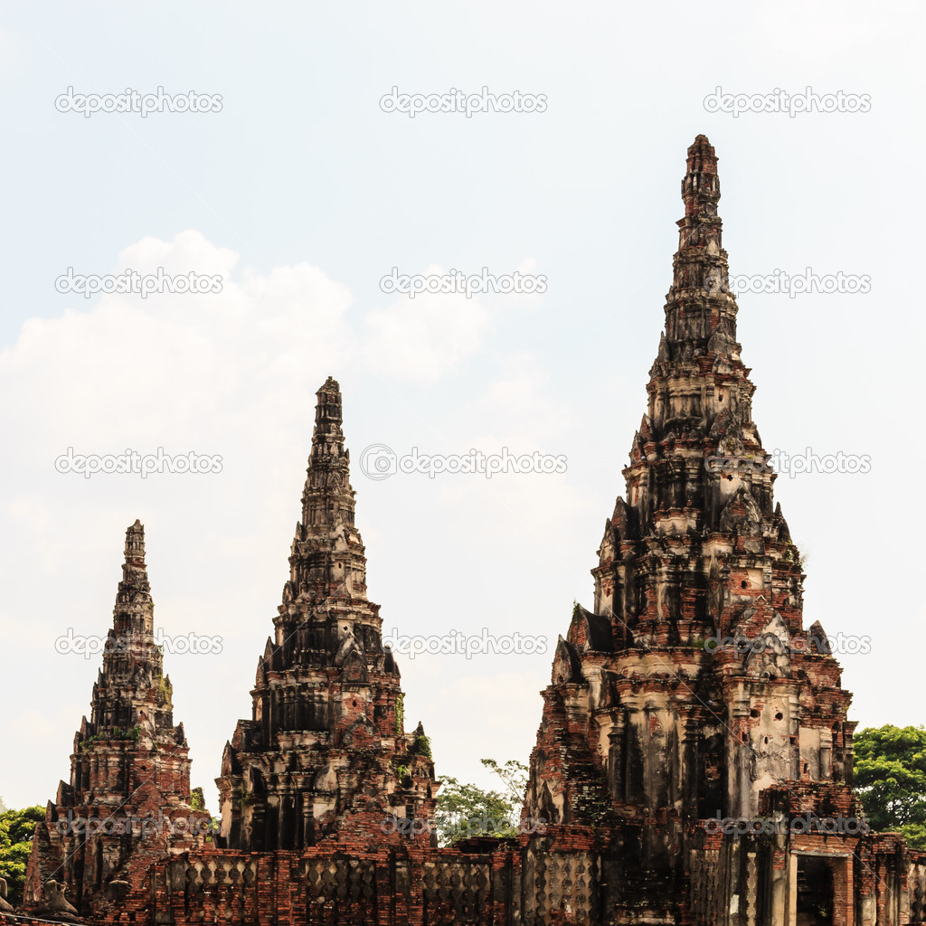 Three Ancient Pagoda in Historical Park Ayuthaya, Thailand,