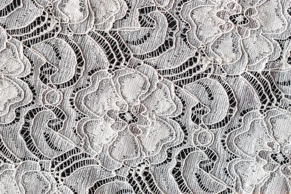 Lace with Flower Pattern on Black Background — Stock Photo, Image