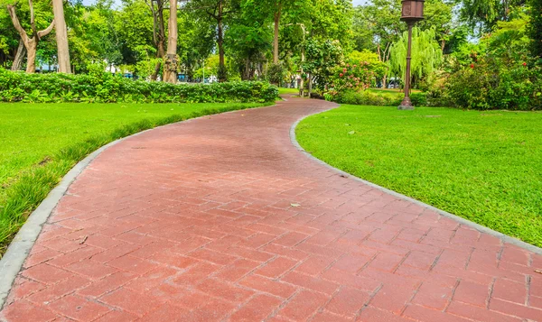 Brown Stone Walkway in the Tropical Park — Stock Photo, Image