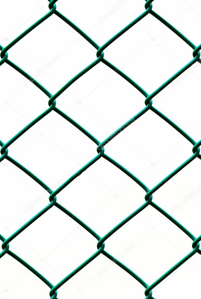 Green Wire Fence isolated on White Background, Vertical pattern