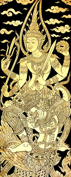 Vishnu auf garuda, traditionelle thailändische Malerei an der Tür des Tempels — Stockfoto