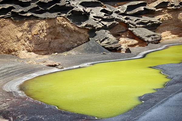 Zelené jezero lanzarote — Stock fotografie