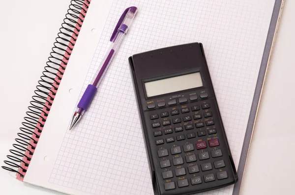 Calculator notebook with notes — Stock Photo, Image