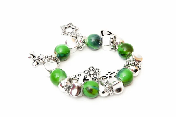 Bracelet green balls — Stock Photo, Image