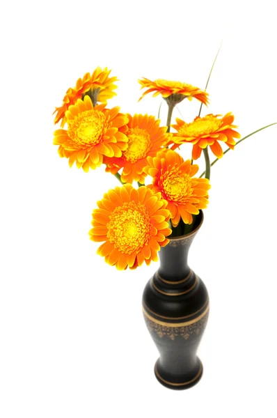 Orangefarbene Blumenvase — Stockfoto