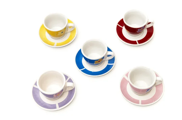 Kopjes koffie van verschillende kleuren — Stockfoto