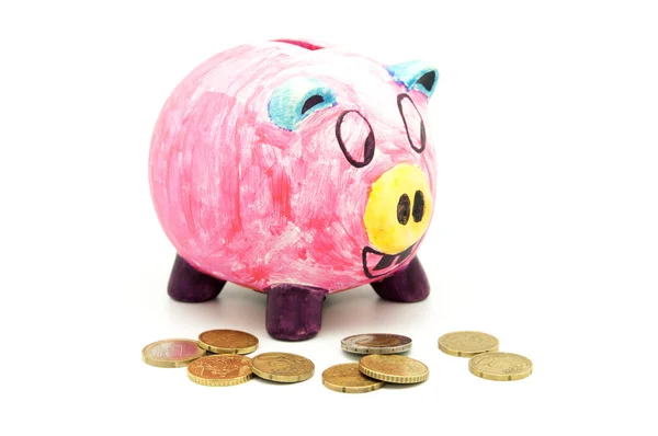 Banco porquinho com moedas — Fotografia de Stock