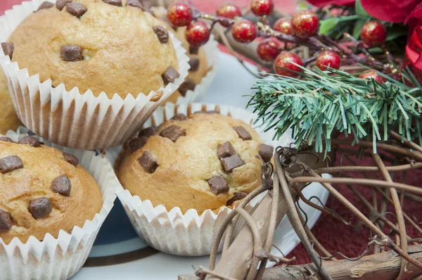 Muffins de chocolate de Navidad — Foto de Stock